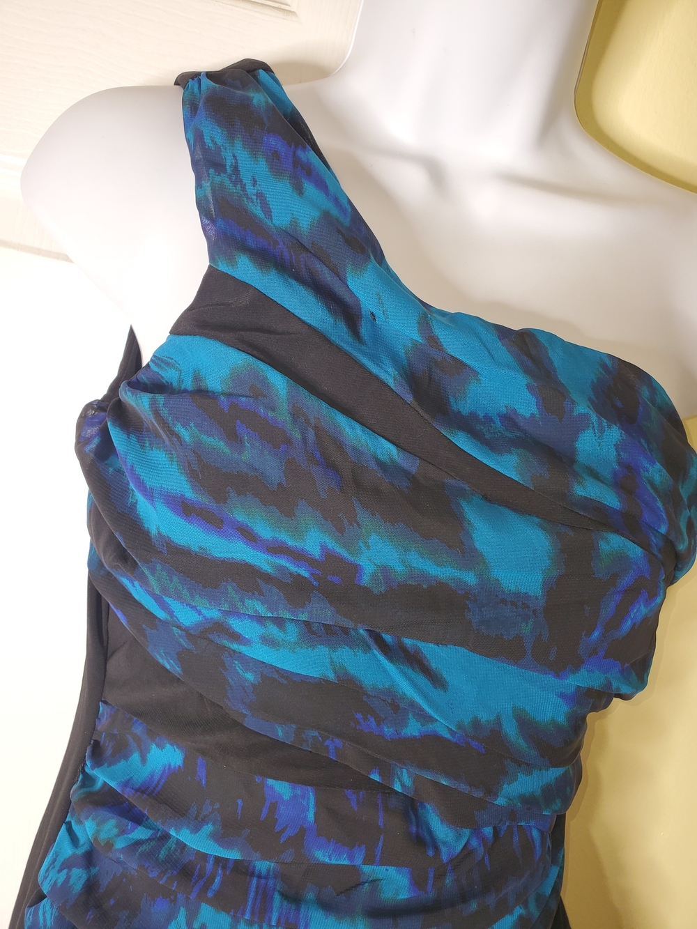 Snap by Mandee One Shoulder Blue & Black Bodycon Dress NWT Size Small